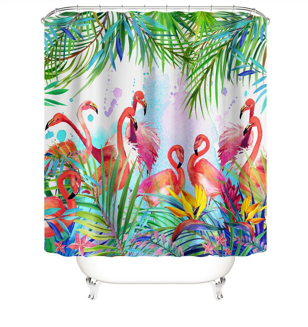 Flamingo Fabric Shower Curtain For Bathroom-STYLEGOING