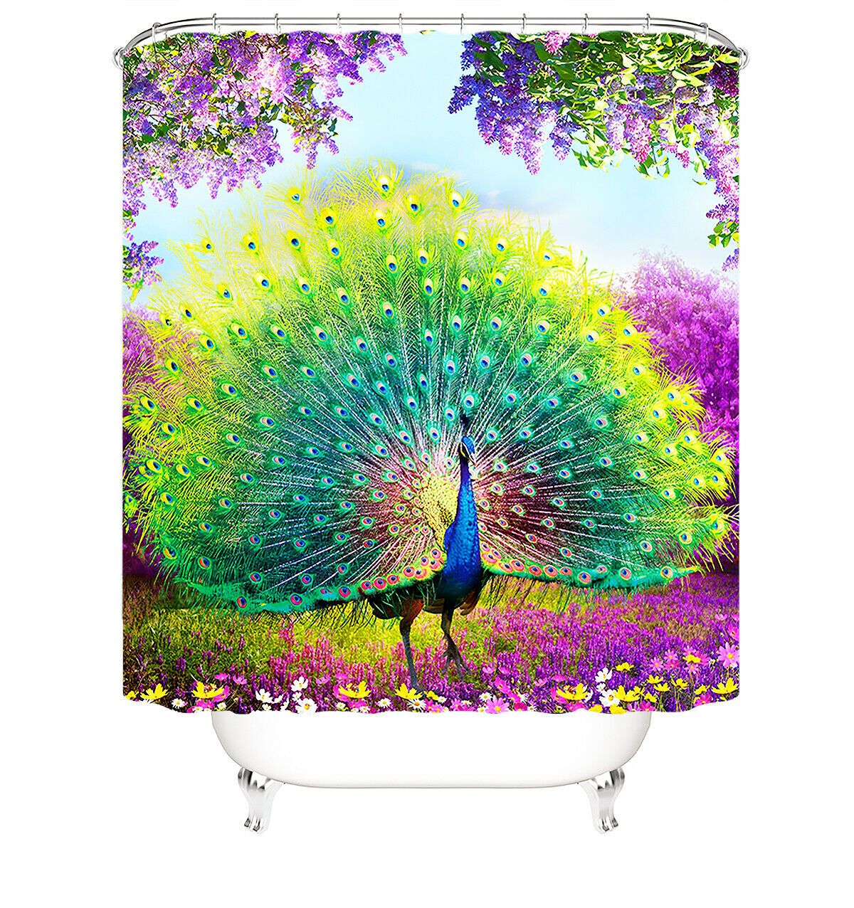 Peacock Spreading Tail Fabric Shower Curtains-STYLEGOING