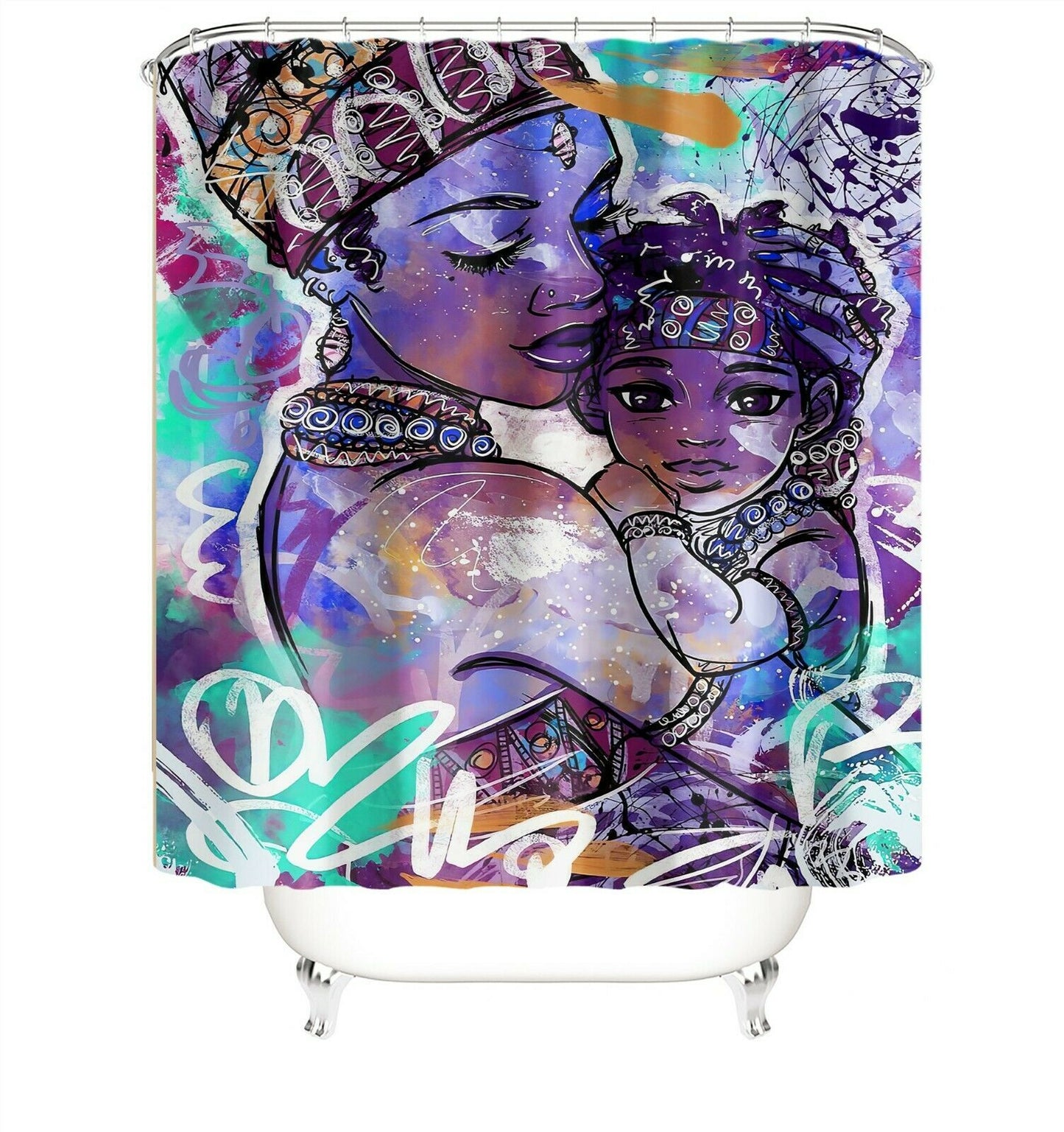 African Woman Fabric Shower Curtain For Bathroom-STYLEGOING