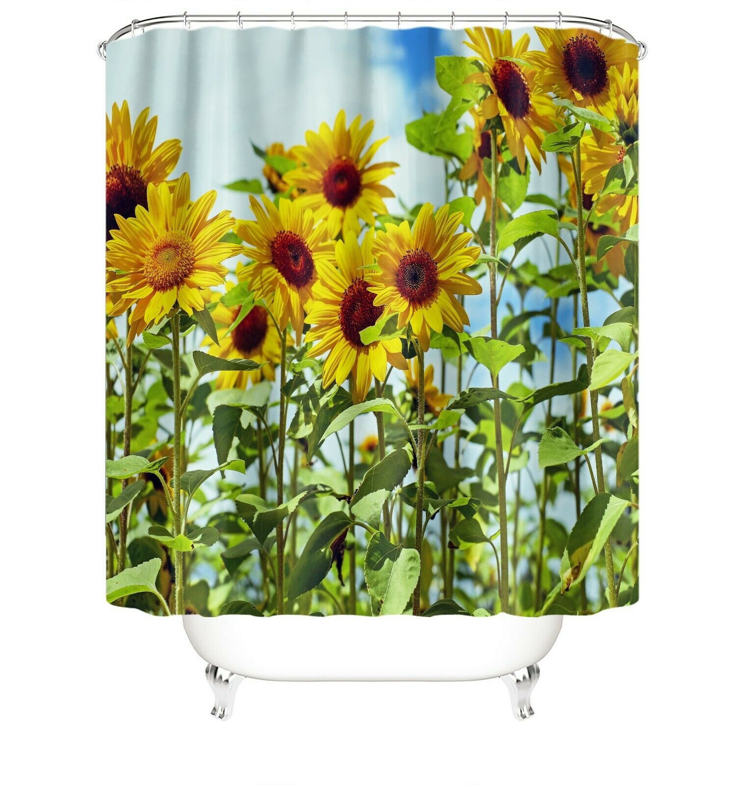 3D Sunflowers Fabric Shower Curtain for Bathroom-STYLEGOING