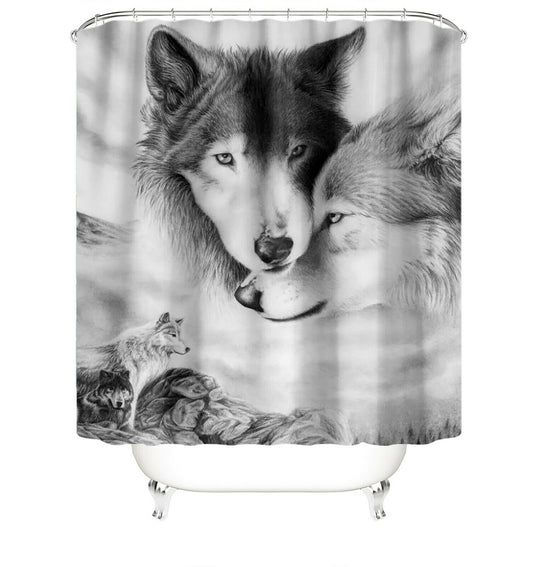 Wolf Print Fabric Shower Curtains-STYLEGOING