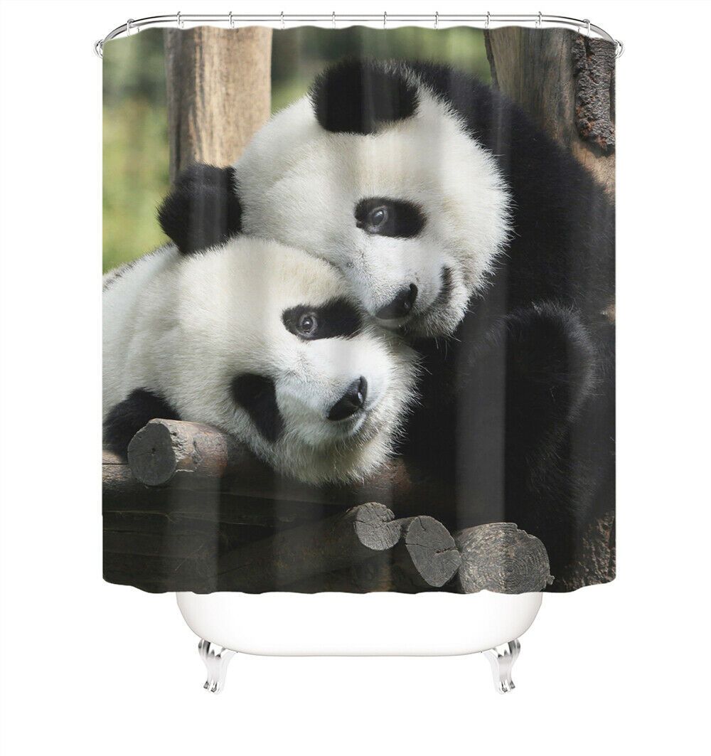 Panda Fabric Shower Curtains-STYLEGOING