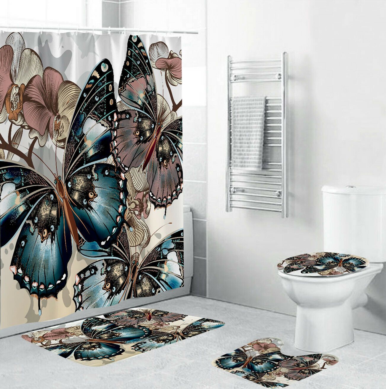 Butterflys Fabric Shower Curtains-STYLEGOING