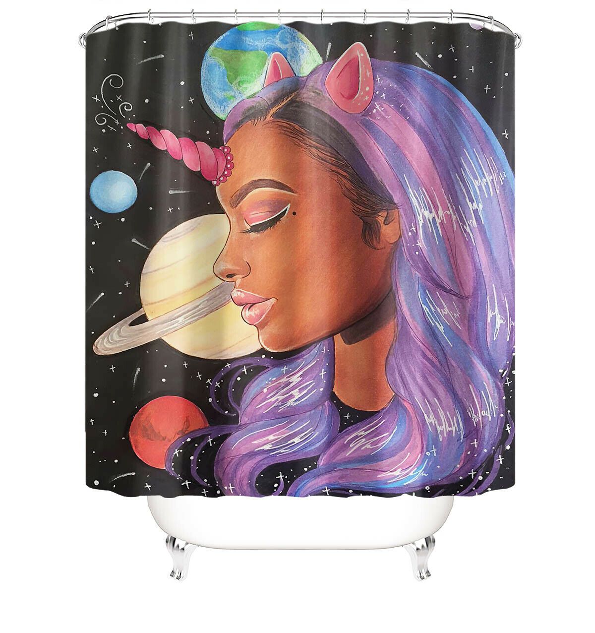Unicorn Girl Fabric Shower Curtains-STYLEGOING